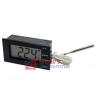 Termometr LCD z Alarmem, czarny -50 do +300, panelowy