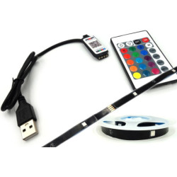 Zestaw LED RGB do TV na USB 4m taśma 5050 z pilotem, Bluetooth-Oświetlenie