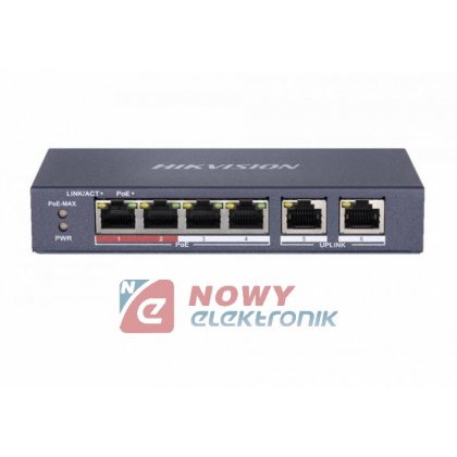 Switch PoE 4xPoE + 2 x uplink do kamer IP i Videodomofonów DS-SW06P-PL