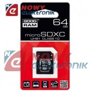 Karta Pamięci Micro SDXC 64GB GO Class 10 UHS1 GOODRAM z adapterem