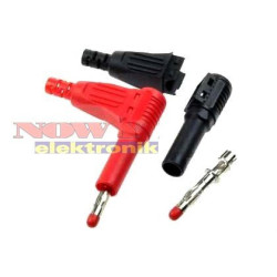 Wtyk Banan 4mm kątowy izol.czerw niklowany 41/40mm 1000V/32A-Podzespoły Elektroniczne
