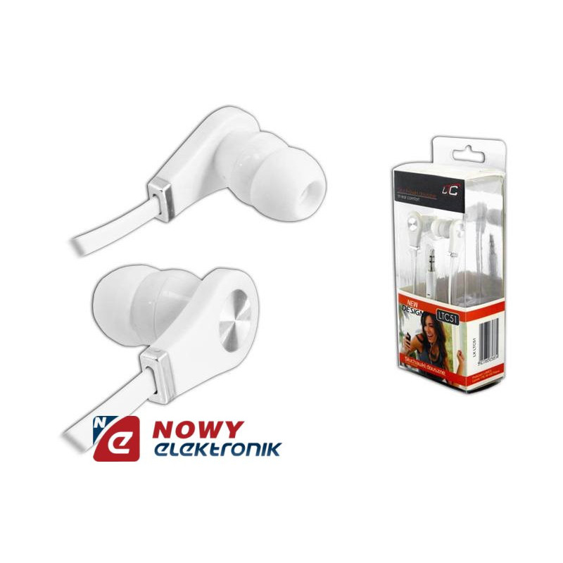 Słuchawki LTC51 Douszne, Jack 3,5mm Białe-Naglosnienie i Estrada