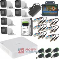 Zestaw monitoringu 6 kamer 4MPX tuby HIKvision rejestrator, HDD 1TB, rozdzielacz DC, zasilacz