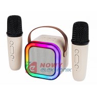 Głośnik Bluetooth Karaoke RGB Zestaw 2 Mikrofony, 10W, Akumulator 1200