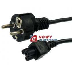 Kabel zasil. laptop 3m (koniczynka do zasilaczy)-Elektryka