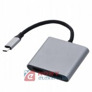 Adapter USB-C na 2xHDMI 4K UHD USB 3.0, Splitter 4w1