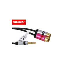 Kabel Jack 3,5st-2xRCA gn. slim Vitalco  przejście-Kable i Przyłącza RTV i PC
