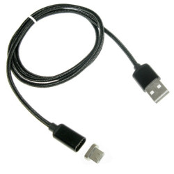 Kabel USB/MicroUSB Magnet. 1m 2,4A z LED mikro magnetyczny czarny-Kable i Przyłącza RTV i PC