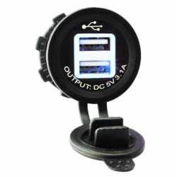 Ładowarka USB 12-24V 3.1A BLUE. LED 2.1A+1A montażowa-Zasilacze i Transformatory