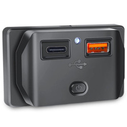 Ładowarka USB 12-24V QC 3.0 PD B ON/OFF 48W + USB-C Power Delivery Blue z-Zasilacze i Transformatory