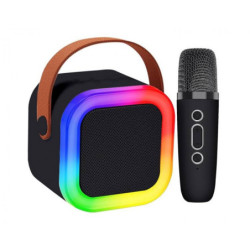 Głośnik Bluetooth Karaoke RGB Mikrofon, 6W, Akumulator, K-12 Czarny-Naglosnienie i Estrada