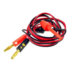 Przewód pomiarowy Banan-Chwytak Czarny+Czerwony złocone, 1m-Mierniki i Multimetry