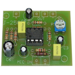 J-250 Przedwzmacniacz do mikrof. elektretowego, regulacja wzmocnienia,9~12V-Zestawy do samodzielnego montażu