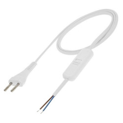Kabel zasil. sieciowy 2m z wył. 2x0,75mm Biały-Elektryka