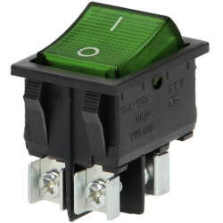 Wyłącznik kołyskowy czarny/ziel. zielony klawisz 16A, śruby,podśw.-Podzespoły Elektroniczne