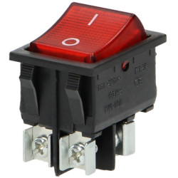 Wyłącznik kołyskowy czarny/czer. czerwony klawisz 16A, śruby,podśw.-Podzespoły Elektroniczne
