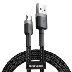 Kabel USB/MicroUSB BASEUS 1m QC 2,4A Czarno/Szary, HQ CAMKLF-BG1-Kable i Przyłącza RTV i PC