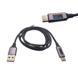 Kabel USB/USB-C 1m, W Oplocie Z wyświetlaczem mocy ładowania-Kable i Przyłącza RTV i PC