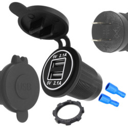 Ładowarka USB 12-24V /5V 4,2A  W LED WHITE, montażowa z klapką,-Zasilacze i Transformatory