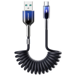 Kabel USB/USB-C 1,5m JAYROOM S-A43 Spiralny, Czarny 3A-Kable i Przyłącza RTV i PC