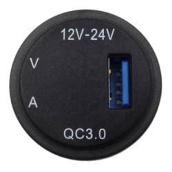 Ładowarka USB 12-24V /5V QC3.0 B BLUE z VOLT+AMPER-Zasilacze i Transformatory
