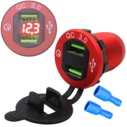 Ładowarka USB 12-24V /5V QC 3.0 obudowa czerwona +VOLTOMIERZ (red)-Zasilacze i Transformatory