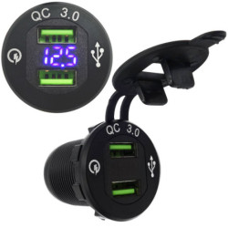 Ładowarka USB 12-24V /5V QC 3.0 ALUMINIUM BLACK + VOLTOMIERZ BLUE-Zasilacze i Transformatory