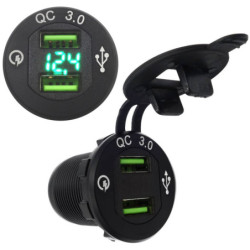 Ładowarka USB 12-24V /5V QC 3.0 ALUMINIUM BLACK+VOLTOMIERZ GREEN-Zasilacze i Transformatory