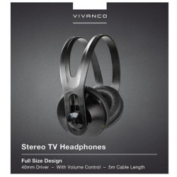 Słuchawki VIVANCO SR97 TV     HQ JACK, kabel 5m + reg. głośności-Naglosnienie i Estrada
