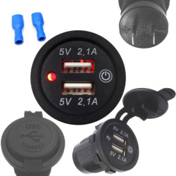 Ładowarka USB 12-24V 4.2A RED +wyłącznik TOUCH montażowa-Zasilacze i Transformatory