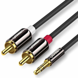Kabel Jack 3,5 - 2xRCA Wt. 3m UGREEN AV116, Wtyk Jack, Wtyki RCA HQ-Kable i Przyłącza RTV i PC