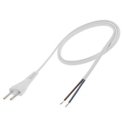 Kabel Zasilający S-13 2m Biały Sieciowy 230V 2x0,75mm z wtykiem-Elektryka