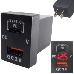 Ładowarka USB 12-24V QC 3.0 48W RED  USB-C PD + woltomierz + kable-Zasilacze i Transformatory