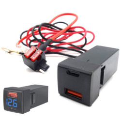 Ładowarka USB 12-24V QC 3.0 mini BLUE  USB-C PD + woltomierz + kable-Zasilacze i Transformatory