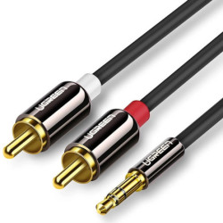 Kabel Jack 3,5 - 2xRCA Wt. 5m UGREEN AV116, Wtyk Jack, Wtyki RCA HQ-Kable i Przyłącza RTV i PC