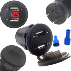 Ładowarka USB 12-24V /5V 3.1A LED RED+VOLT.-Zasilacze i Transformatory