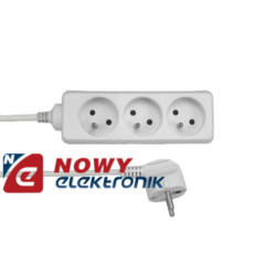 Przedłużacz 3Gn 1,5m Z/U Biały Uziemienie, EPS-301,5 ELGOTECH-Elektryka