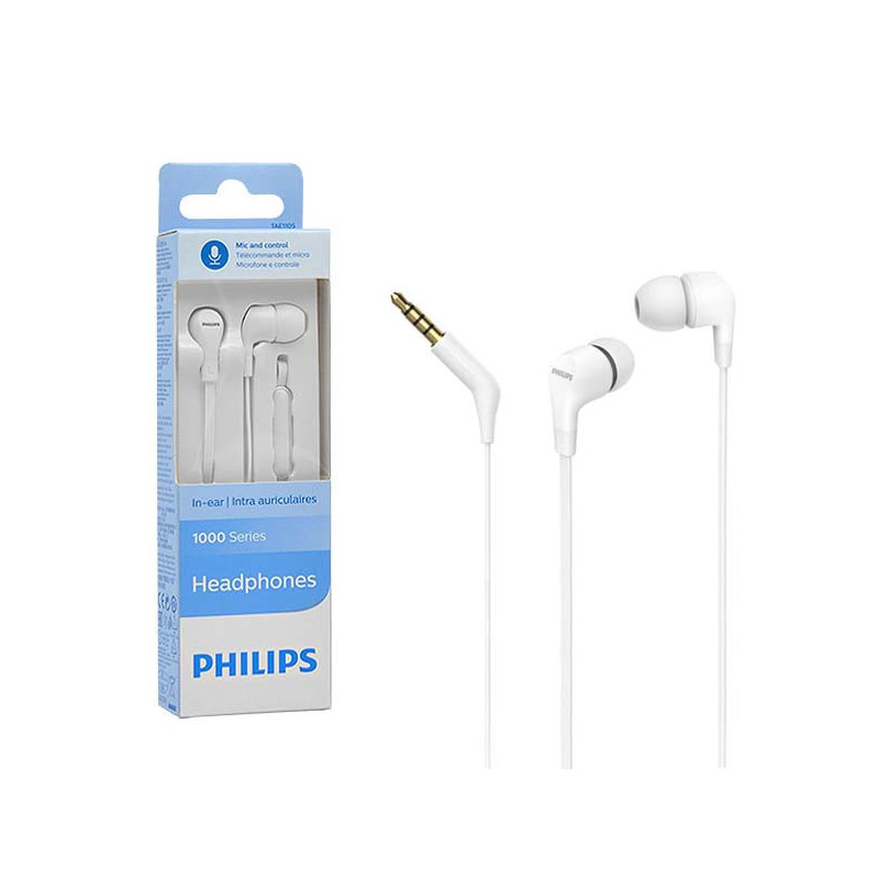 Słuchawki Douszne Philips Białe TAE1105WT Jack 3,5-Naglosnienie i Estrada