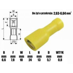 Gniazdo płaskie iz. KFIY 6,3x0,8 konektor f6.3mm-Podzespoły Elektroniczne