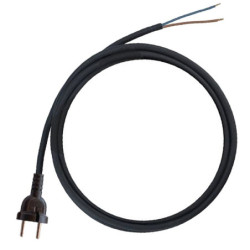 Kabel zasil. siec. gum. 5m 2x1mm Czarny Wt.prosty bez uziem.-Elektryka