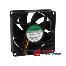 Wentylator 80x25 12V EE80251B1 B Kulka, 3 Prz. 1,7W 69,7m3h EE80251B1-G99-Wentylacja i Chłodzenia