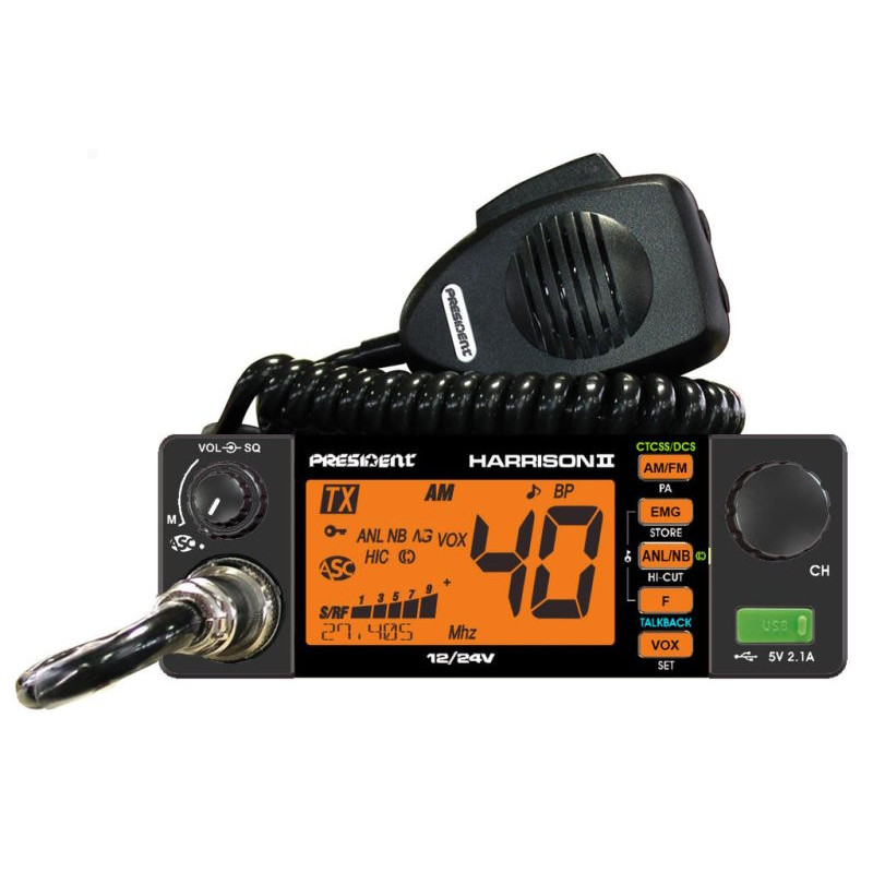 President Walker III FCC 40-Channel AM/FM CB Radio w/ 7 Color LCD