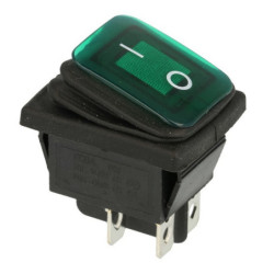 Przełącznik ASRKCD4G ON-OFF 2T Podświetlenie zielone 250V, hermetyczny-Podzespoły Elektroniczne