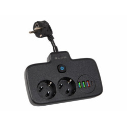 Rozgałęźnik 2 Gniazda 230V PS-310U Czarny, 4 Gniazda USB, Wyłącznik-Elektryka