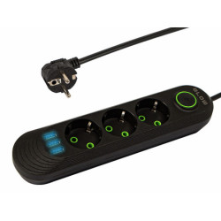 Listwa Zasilająca 5m 3-Gniazda PS-350 Czarna, 3 Gniazda USB, Wyłącznik-Elektryka
