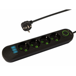 Listwa Zasilająca 2m 4-Gniazda PS-420 Czarna, 3 Gniazda USB, Wyłącznik-Elektryka