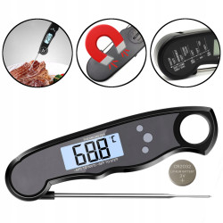 TERMOMETR KUCHENNY SZPILOWY SUPER SZYBKI POMIAR LCD DO ŻYWNOŚCI MIĘSA STEKÓW czarny
