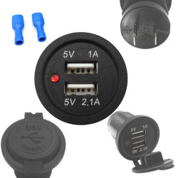 Ładowarka USB 12-24V /5V 1A 2A LED RED, montażowa z klapką,-Zasilacze i Transformatory