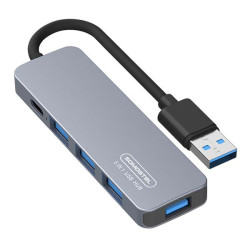 HUB USB 3.0 Somostel  4xUSB + USB-C + Kabel USB-C 60W Srebrny SMS-BZ09