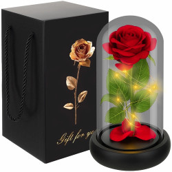 RÓŻA W SZKLE NA PREZENT wieczna LED świecąca
